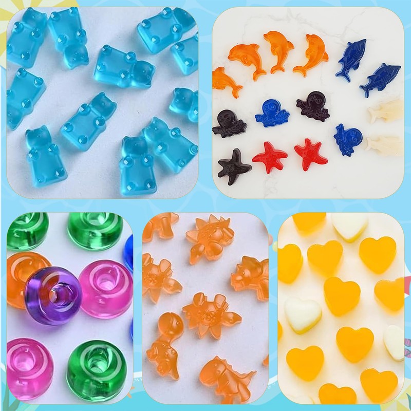 Zorazio 7Pcs Gummy Bear Molds Silicone, Nonstick Ocean Animals Gummy