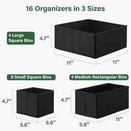 Kootek 16 Pack Drawer Organizer Clothes, Dresser Drawer Organizers for Clothing Fabric Foldable Closet Organizers and Storage Bins for Baby Clothes, Nursery, Underwear, Bras, Socks