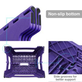 ACSTEP Acko Folding Step Stool Portable Collapsible Plastic Step Stool,9 inch Foldable Step Stool for Kids,Non Slip Folding Stools for Kitchen Bathroom Bedroom (Purple)