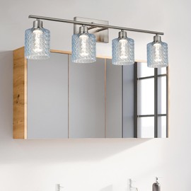 Lucidce 3 Pcs Blue Ripple Fitter Opening Lighting Fixture Replacements, E26 Base 1-5/8 Inch Fitter Glass Shades Cover for Ceiling Fan Wall Light and Pendant Light