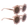 LADY&HOME 2 Pcs Round Flower Sunglasses for Girls Flower Girl
