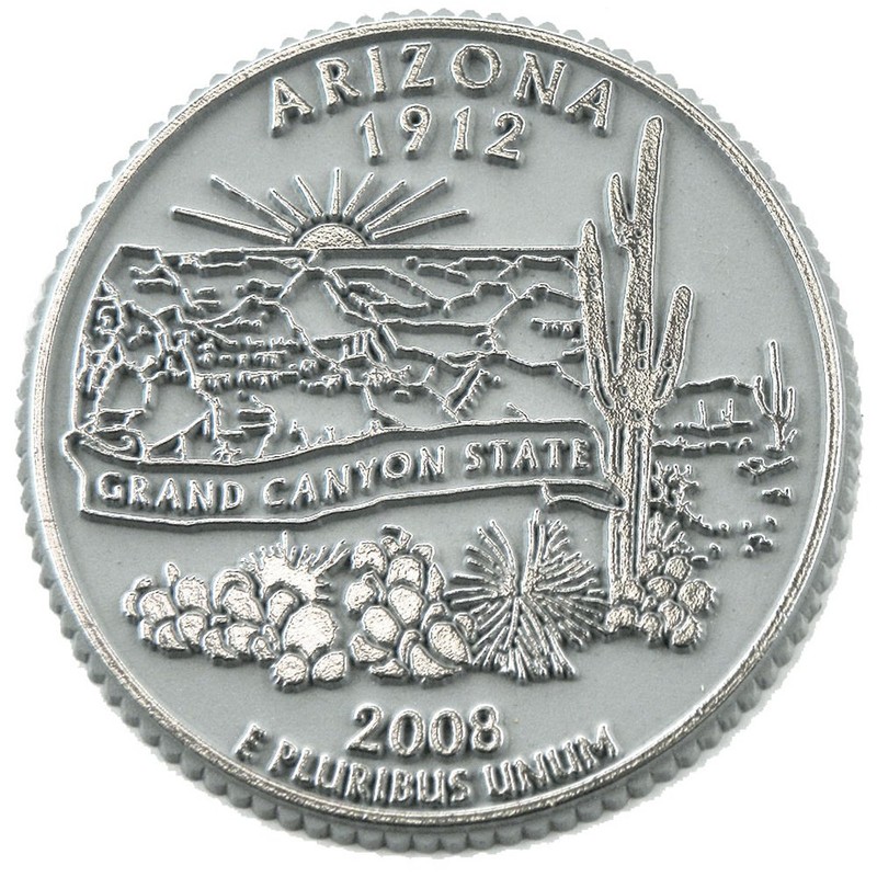 Arizona State Quarter Magnet by Classic Magnets, 2.5" Diameter, Collectible