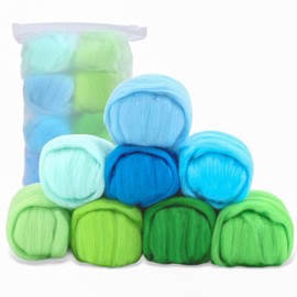Needle Felt Wool, 80 g Felt Wool of 8 Colours, Wool Roving, Needle Felt Accessories, Needle Felt Wool Kit, Needle Felt Wool Set, for Starter DIY Wool Crafts, Spring
