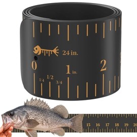 Fish Rulers Roll-up & Slap-on Premium Fishing Tape Measure - Easy-to-Read Catch and Release Fish Measuring Device for Boat & Kayak Accessories - Compact & Extendable Fish Ruler (Black - 24" Inches)