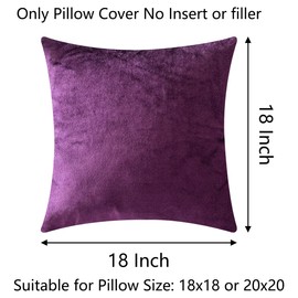 Demetex Purple Cushion Covers 45 x 45 Decorative Square Pillow Covers Luxury Velvet Cushion Covers for Lounge Office Chair Car, 45cm x 45cm, Set of 2, Purple