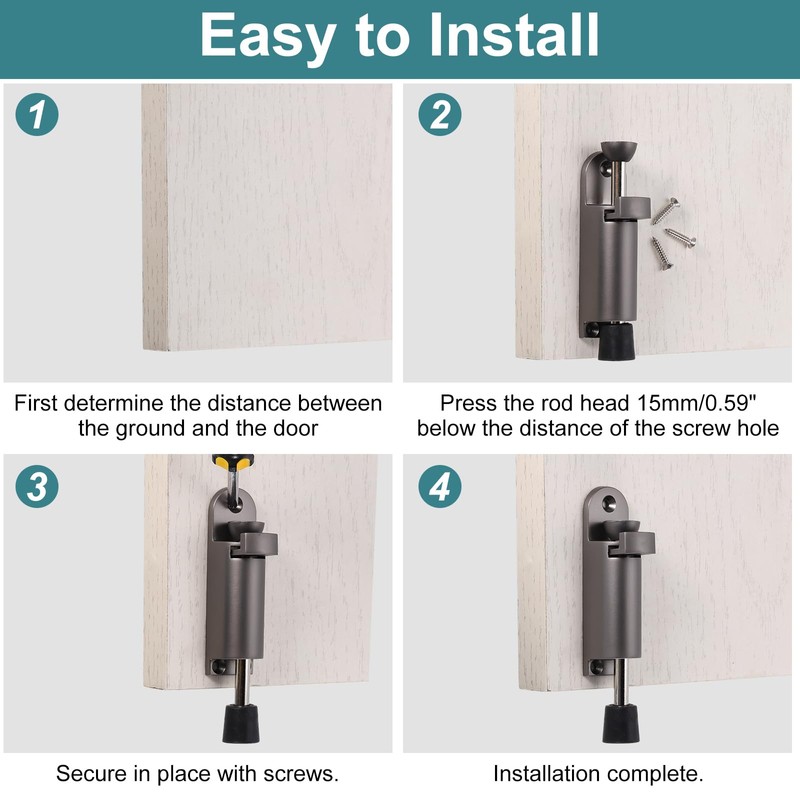 sourcing map 2 Pack Kickdown Door Stop, Spring Loaded Telescopic