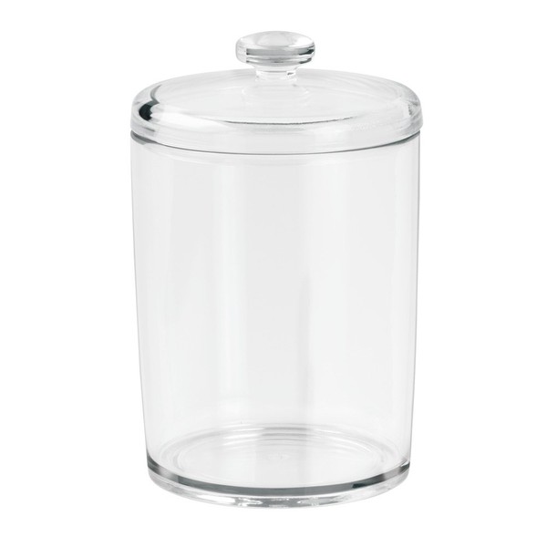 InterDesign Basic Storage Box, Small Cotton Pad Holder with Lid, Made of Plastic, Clear