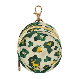 Funda para chupones con cierre y clip de piel vacuna con estampado de Navidad, color verde y amarillo, bolsa de almacenamiento para chupones