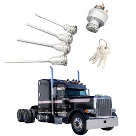 Ignition Switch Assembly Kit, includes 4 Door Lock Cylinder & 4 Key Compatible with Peterbilt 379 377 359 378 349 385 362 Truck, Replace# 23-08598, 30GN15 34RC156, 23-09994C268