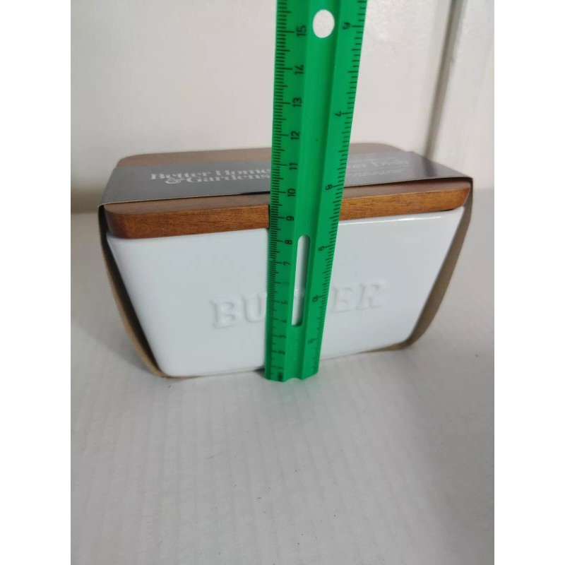 Better Homes & Gardens Porcelain Embossed White Butter Dish Acacia