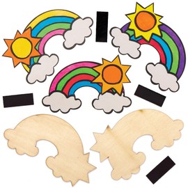 Baker Ross AT741 Rainbow Wooden Magnets, for Kids Arts and Crafts Projects (Pack of 10), Assorted