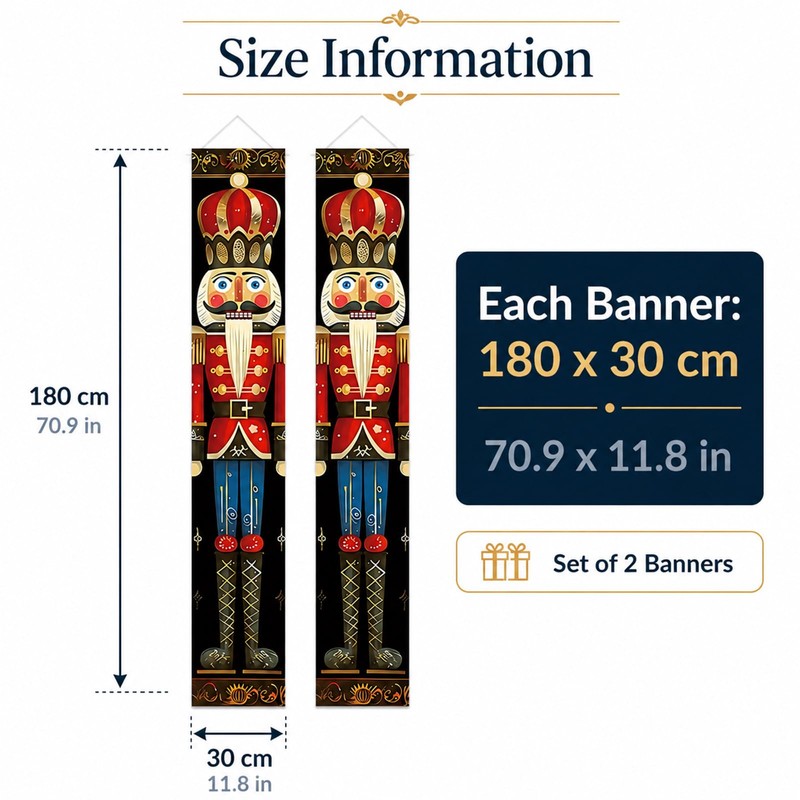 Nutcracker Outdoor Christmas Decorations Banner, for Xmas Party Door Decor