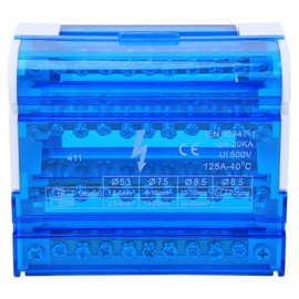 Haosie DIN Rail Junction Box, Terminal Block Junction Box, Tetrapolar Distributor, Single Phase Electrical Distribution Box with Clear Lid