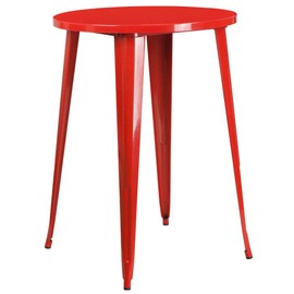 Flash Furniture Commercial Grade 30" Round Red Metal Indoor-Outdoor Bar Height Table