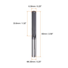 sourcing map Carbide Chucking Reamer 0.25"(6.36mm) Dia Straight Flute Straight Shank Machine Reamer Tool for Metal and Lathes CNC Machining Centers, Black