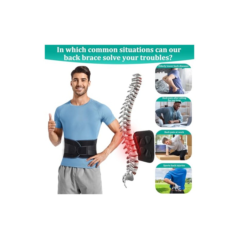 Back Brace for Men Lower Back Pain with 3D Lumbar