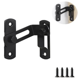 90 Degree Flip Barn Door Lock Pocket Bi-Fold Bathroom Lock Screen Door Stopper Lock Hook Eye Angle Door Latch Buckle Protect Privacy Security for Barn,Garden,Cabinet,Outdoor,Garage (3inch*Black)