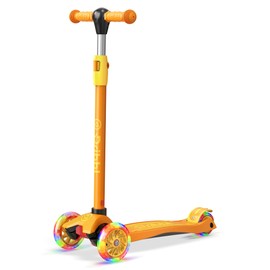Dribbl 3-Wheel Kids Scooter - Lean-to-Steer Technology, Adjustable Height Handlebar, Wide Anti-Slip Deck, Scooter for Boys & Girls Ages 3+, Child Safety Approved, Support Riders Up to 165 lbs, Orange