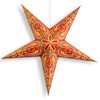 24 Inch Paper Star Lantern, Red Green Stellar Bloom Glitter
