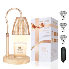 TOACSUCP Candle Warmer Lamp with 3 Bulbs, Adjustable Height Dimmable Candle Warmer with Timer, Compatible with Large Jar Candles, Candle Lamp with Charming Gift Box Ribbon for Her/Him