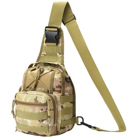 HOW'ON Hunting Backpack Waterproof Sling Shoulder Bag Small Carry Pouch Khaki Camo