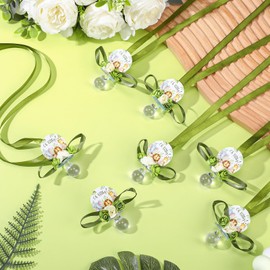 Quelay 36 Pcs Baby Shower Pacifier Necklace Cute Jungle Animal Acrylic Baby Pacifiers with Delicate Flowers for Baby Shower Decoration Table Distribution Party Favors