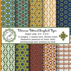 Moroccan Patterned Scrapbook Paper: Colorful Arabesque Mosaic Tiles, Mediterranean Mosaics, Geometric Patterned Craft Paper Pad, Double Sided for ... Origami, Gift Wrapping, Art Journal)