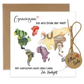JOYEASE JOYEASE Weltkarte Geldgeschenk Hochzeit | Geldgeschenke Verpackung Hochzeit mit Umschlägen | Personalisierte Hochzeitsgeschenke für Brautpaar Geld | Originelle Hochzeitskarten Glückwunschkarten