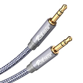 Aux Cord-3.5mm Male to Male Auxiliary Audio Cable [Shielded,Hi-Fi] Audiophile Aux Cable Nylon Braided for 3.5mm Headphone Jack,Car,Echo,Speaker,Android,Home Stereos,Mp3（2ft/0.6m,Grey）