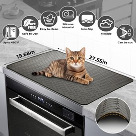 Stove Top Covers for Electric Stove, 27.55" x 19.68" Silicone Stove Cover,Foldable Ceramic Glass Electric Stove Top Cover, Dish Drying Mat to Prevent Scratching,Black (28inch black)