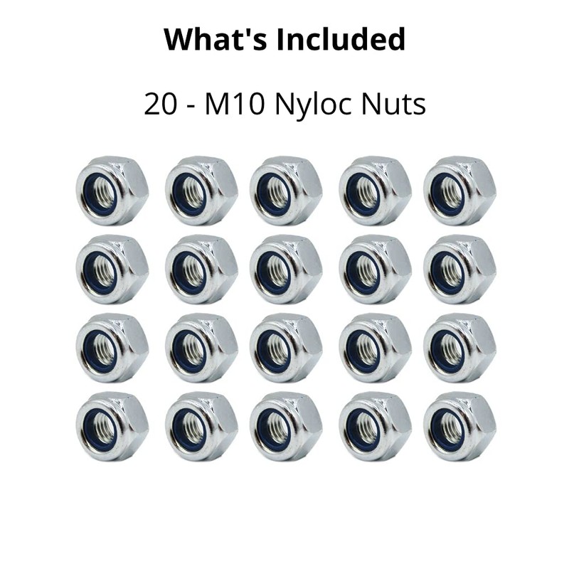 M10 Nyloc Steel Nuts, 10mm Self Locking Nuts with Nylon