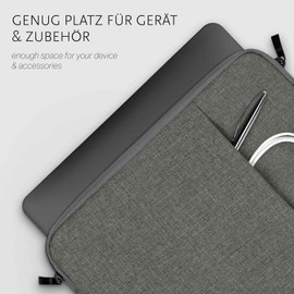 moex Tablet Tasche für Lenovo Tab Plus – Sleeve Hülle mit Fach für Zubehör, Polyesterfaser Schutzhülle Minimalistisch mit Reißverschluss, Wasserabweisend, Dunkelgrau