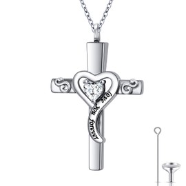 DAOSHANG Sterling Silver Urn Necklace for Ashes, Cross/Infinity/Cylinder Cremation Jewelry for Women & Men, Memorial Keepsake Gift