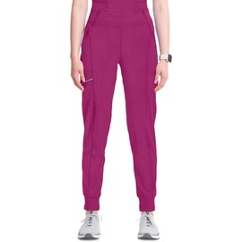 Infinity Women's Scrub Jogger Pants Mid Rise with Moisture Wicking 360° Stretch Fabric - CK110AP, S Petite, Future Fuchsia