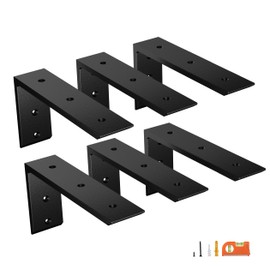 NEODROP 6-Pack 12 Inch Countertop Support Brackets, Heavy Duty L Brackets for Quartz/Wood/Laminate/Granite Countertops | 3/8" Thick Metal Steel | Frosted Black Powder Coated