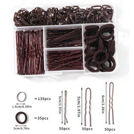 300 Stück Haarnadeln Bobby Pins Set, Hochsteckfrisuren Zubehör, Metal Haarklammern Damen, Haarnadeln Haargummi Set Mit Aufbewahrungsbox für Frauen, Mädchen, Friseursalon (Braun)