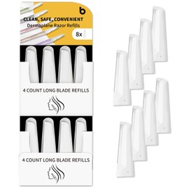 BULIMICA - Face Razor Refill Blades, Dermaplane Razor Refill Blades, Safe and Effective Removal Women Facial Peach Fuzz, Gentle Skin Exfoliation Blades, 8 Count Long Dermaplaning Blades