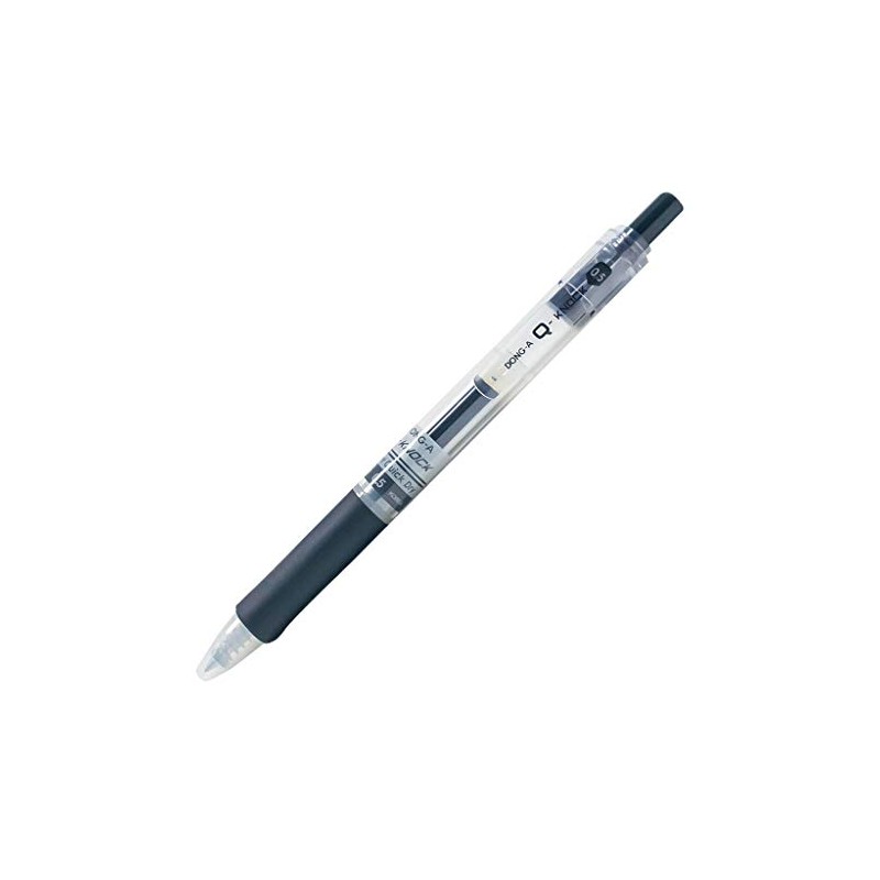 Dong-A Q-Knock Retractable Gel Ink Pen, 0.5mm, Dozen Box, Black
