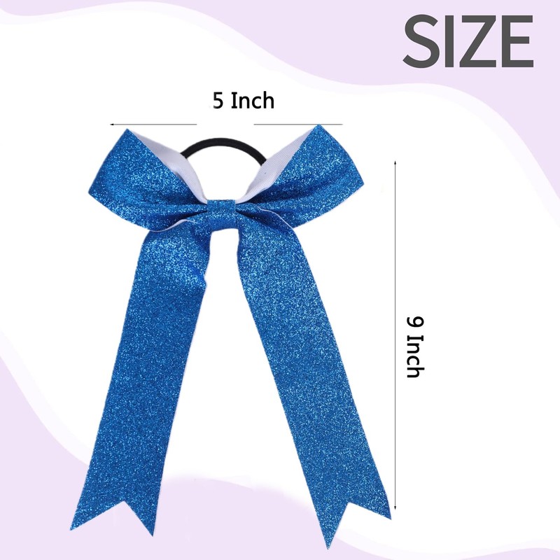 Long Tail Glitter Cheer Bows 16 PCS Collegiate Style Cheer