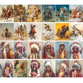 Vintage PostCards 24 pcs Indian Chief Native American Life and Portraits Vintage Painting