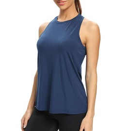 Bestisun Workout Tank Tops Loose fit Yoga Tops Racerback Muscle Tank Tops Activewear Gym Dacne Workout Exercise Clothes for Women Navy Blue M