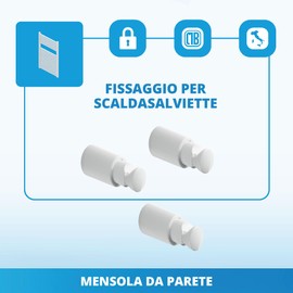 3 Shelves Wall Mount for Towel Radiators and Horizontal Pipes with a Load Capacity of up to 90 kg. Pipe Diameter from 15 to 28 mm - White