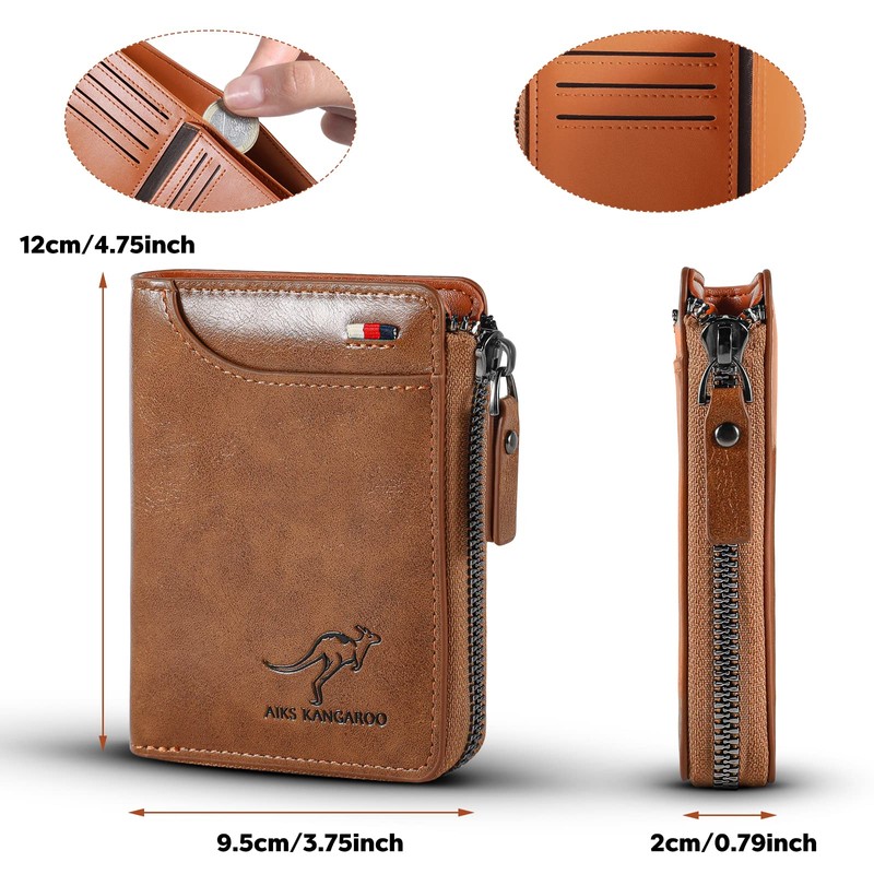 Sevitini Men's Leather Wallet, Genuine Leather Wallet with RFID Protection,