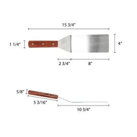 Thunder Group , 4x8-Inch Oversize Blade Turner, Stainless Steel Spatula, Wide Pancake Turner, Steak BBQ Spatula with Wood Handle