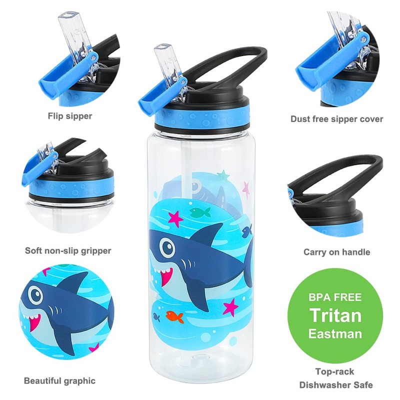 Home Tune Cute Water Bottle for School Boys, BPA FREE
