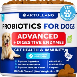 Probiotics for Dogs - Support Gut Health, Itchy Skin, Allergies, Immunity, Yeast Balance - Dog Probiotics and Digestive Enzymes with Prebiotics - Reduce Diarrhea, Gas - 120 Probiotic Chews for Dogs