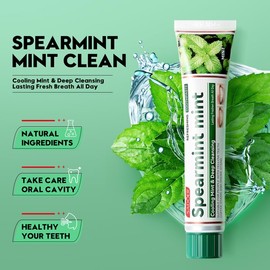 Natural toothpaste in a variety of flavors to choose from, mint, sea salt, ginger, bamboo charcoal, deep cleaning and whitening (100g, Mint)