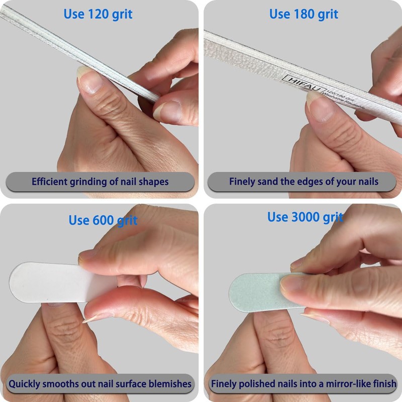 HIFAU Nail Files and Buffer Set, Nail File Upgrade 100/180