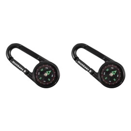 munkees Compass Carabiner with Thermometer Keychain Function Carabiner Aluminum 3135 (Twin Pack Black)
