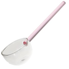 CALLARON Glass Serving Ladle Soup Spoon Novelty Dessert Spoon Pink Handle Clear s Clear Punch Bowl Ladle Ice Cream Stirring Soup Serving Utensil Glass Gravy